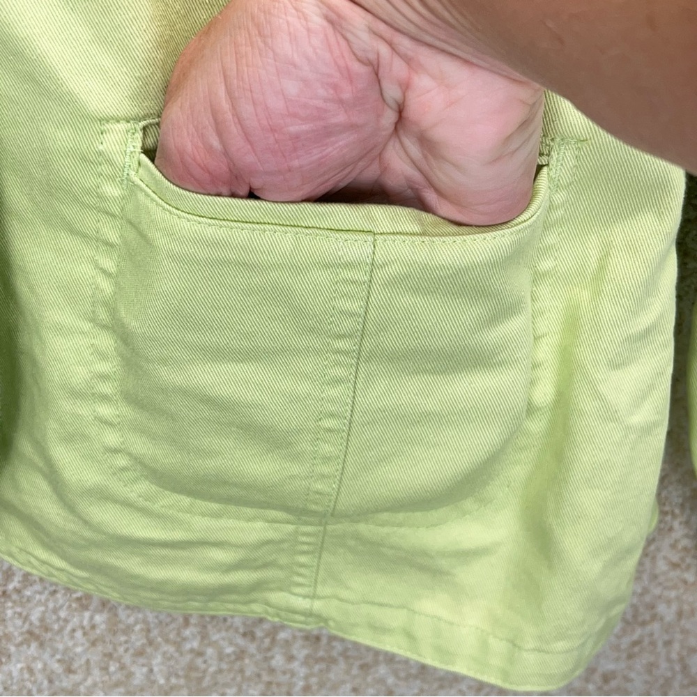 90s Y2K jacket 100% cotton lime green button down notch spring summer NWT flawed - Picture 10 of 16